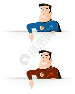 卡通超级英雄人物插图背景图片