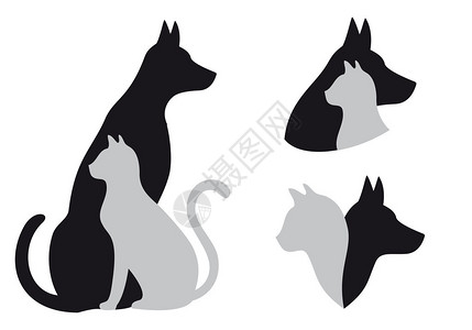 劳西策伯格兰猫和狗的友谊矢量图插画