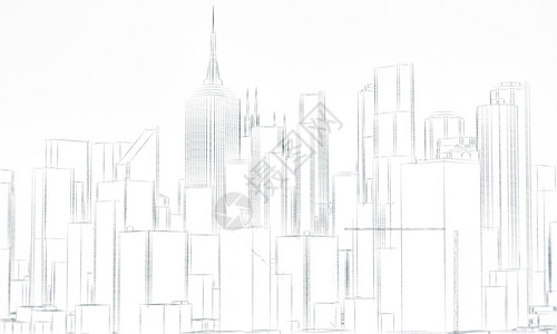 在白色背景上孤立的市中心区素描图片