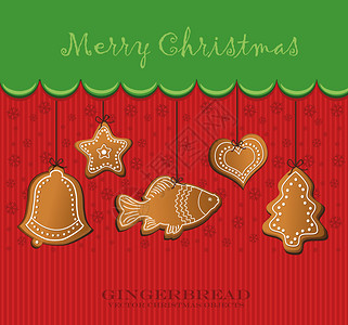 圣诞姜饼纸卡矢量模板鱼雕图片
