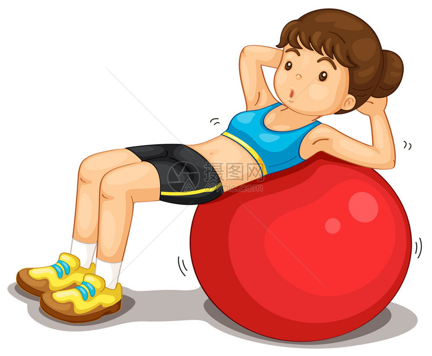 锻炼做仰卧起坐的健身女孩图片
