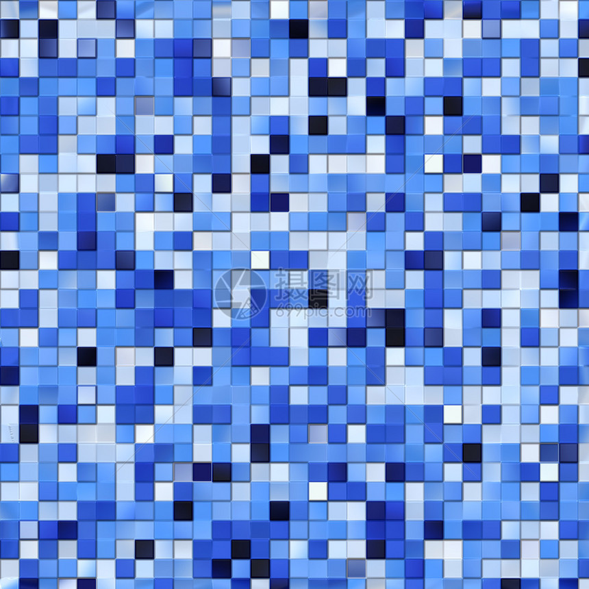 不同色调的蓝色瓷砖马赛克图片