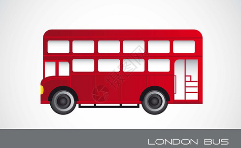 英格瑞丁灰色背景上方的红色伦敦公交车插画