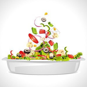 装满新鲜蔬菜沙拉的碗插图图片