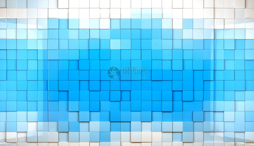 蓝色刻度立方体背图片