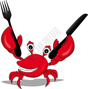 用叉子和刀子的螃蟹卡通图片