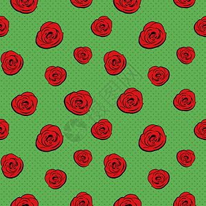 红玫瑰的逆向无缝纹图片