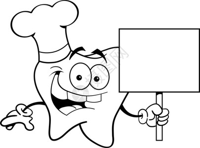 涂黑白插图说明牙齿戴厨师帽子图片