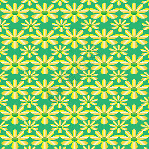 矢量绿色无缝纹理配有花朵背景图片