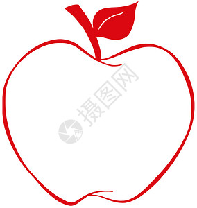 苹果与红色轮廓的插图图片
