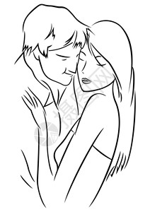 心爱的情侣在爱拥抱的插图背景图片