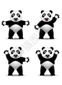 可爱的熊猫卡通收藏的矢量插图图片