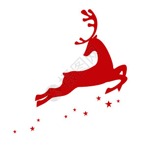 白色背景孤立的红色驯鹿的矢量插图片