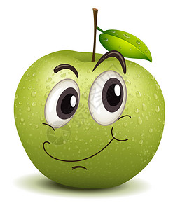 白底快乐苹果笑脸的插图图片