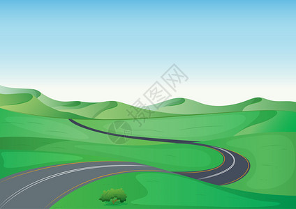 绿色景观和道路的插图图片