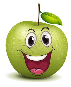 白底快乐苹果笑脸的插图图片
