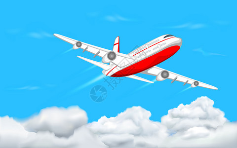 飞机在天空中与云图片