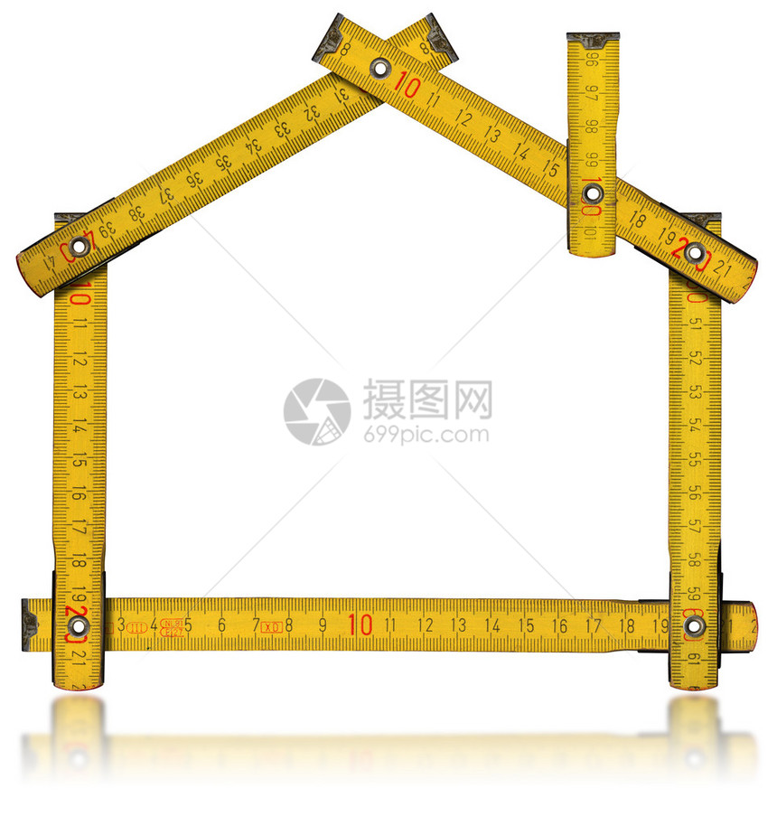 Wooden黄色仪表工具以白色背景的图片