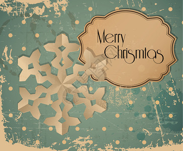 带有纸雪花和文字位置的古老圣诞节背图片