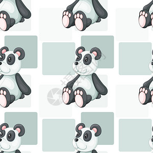 灰色方形贴片上熊猫的详细图解图片