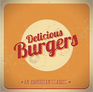 美味的汉堡复古美国经典矢量图片