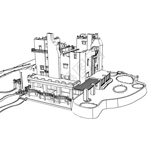 雕刻风格的城堡建筑草图片
