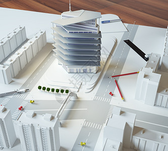 英菲尼迪现代建筑的建筑模型设计图片