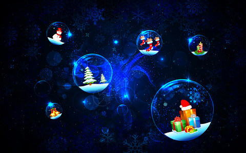 雪花背景上圣诞节装饰泡沫的插图Ecowfl图片