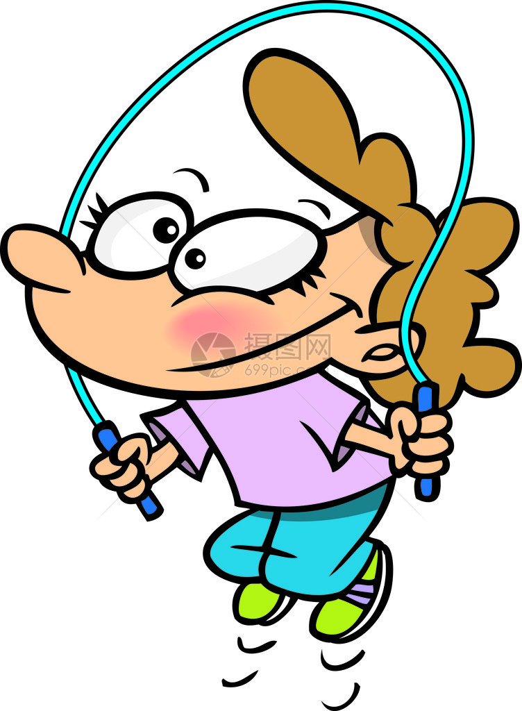 一个卡通女孩跳绳图片