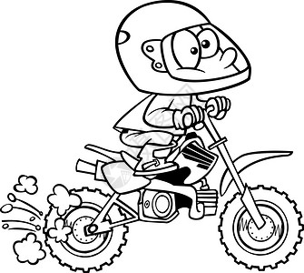 黑白线和黑色线的艺术插图一个卡通男孩骑着一背景图片