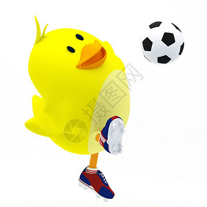 小鸡出壳小足球运动员小鸡3D渲染设计图片