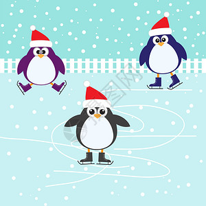 滑冰可爱的企鹅图片