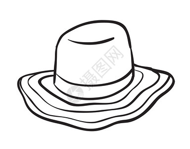 白色背景上的帽子轮廓插图图片