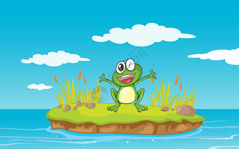 青蛙和美丽水的插图图片