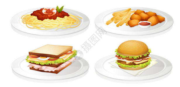 白色背景的食品插图图片