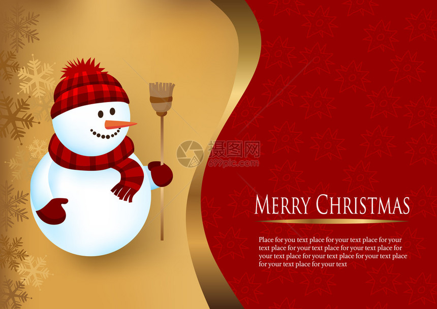 圣诞贺卡上有一个快乐的雪人图片