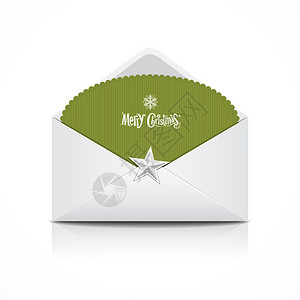 信封和绿卡圣诞快乐矢量图背景图片