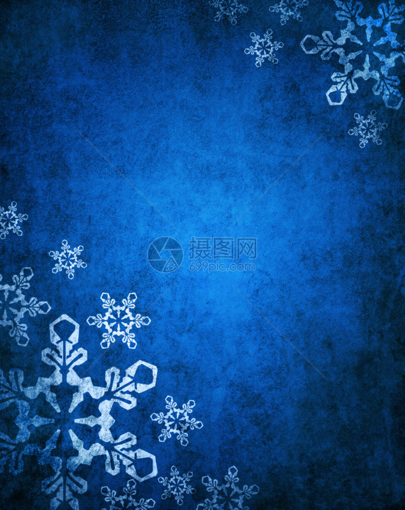 圣诞蓝色背景与白色雪花图片