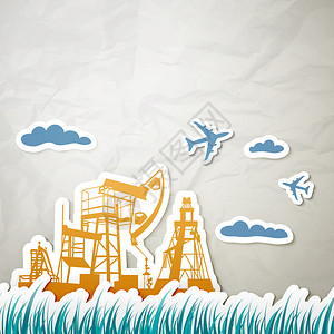 景观中的石油技术矢量插图图片