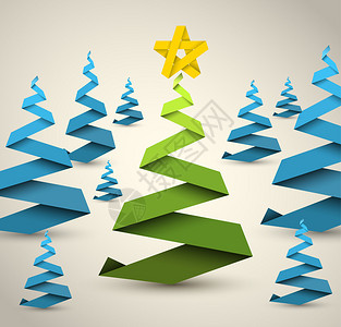 用纸条制成的简单矢量圣诞树图片