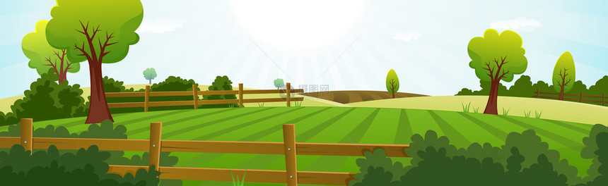 春季或夏季农业和农业广阔景观的插图图片