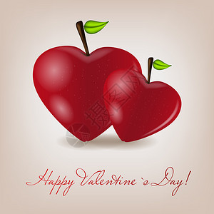 配有苹果心脏的情人节快乐卡背景图片