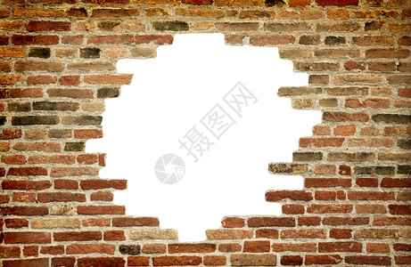 旧砖墙白洞合一背景图片
