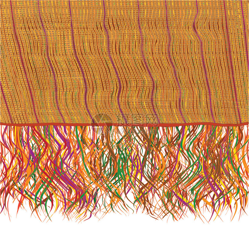 彩色grunge条纹编织带流苏的针织毯图片