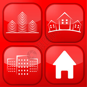矢量红色房地产应用程序图标集图片