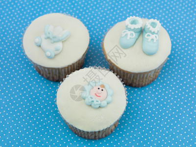婴亲霜图片3个松饼给新生儿蓝装饰在蓝插画