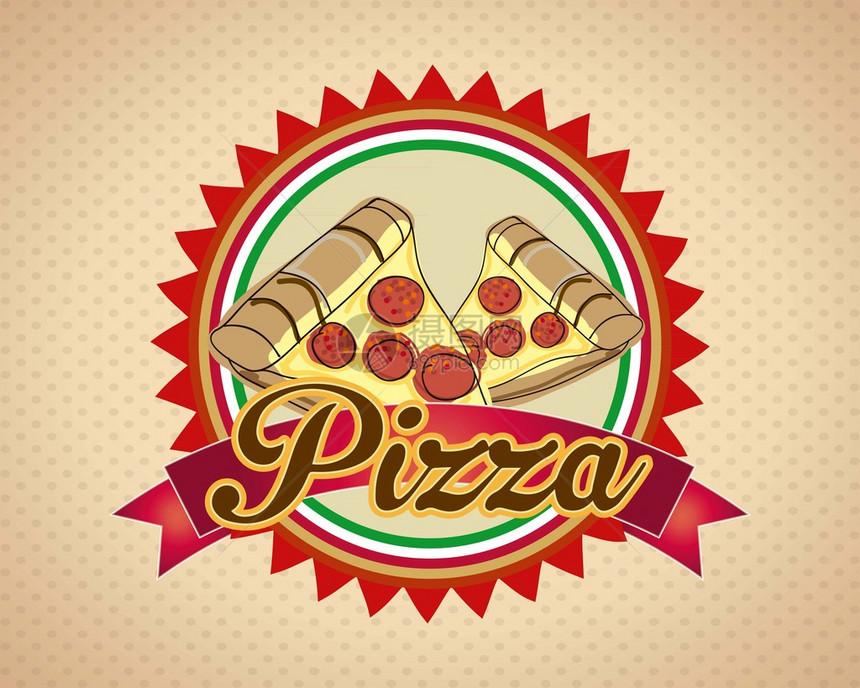 披萨标签设计古董背图片