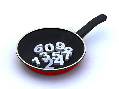 埃达煎锅上的数字3d图设计图片