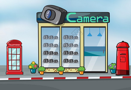相机商店信箱和电话箱的插图图片
