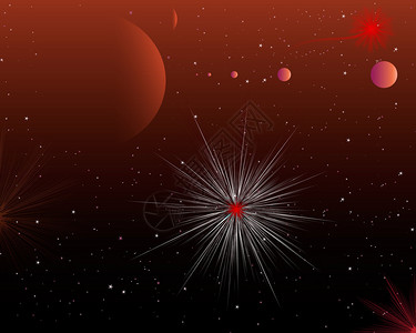 红色夜空星爆一个有星的行星系统图片